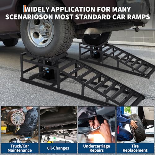 2PCS Hydraulic Car and Truck Service Ramps,11023 Lbs (5 Tons) Capacity, Portable Lifts Ramps for Oil Changes, Adjustable Lift Height 9.8" to 16.21"