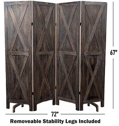 Premium Home Room Divider and Folding Privacy Screens for Partition, Wall dividers, Room Separator, Temporary Wall, Rustic Barnwood (Barnwood X)