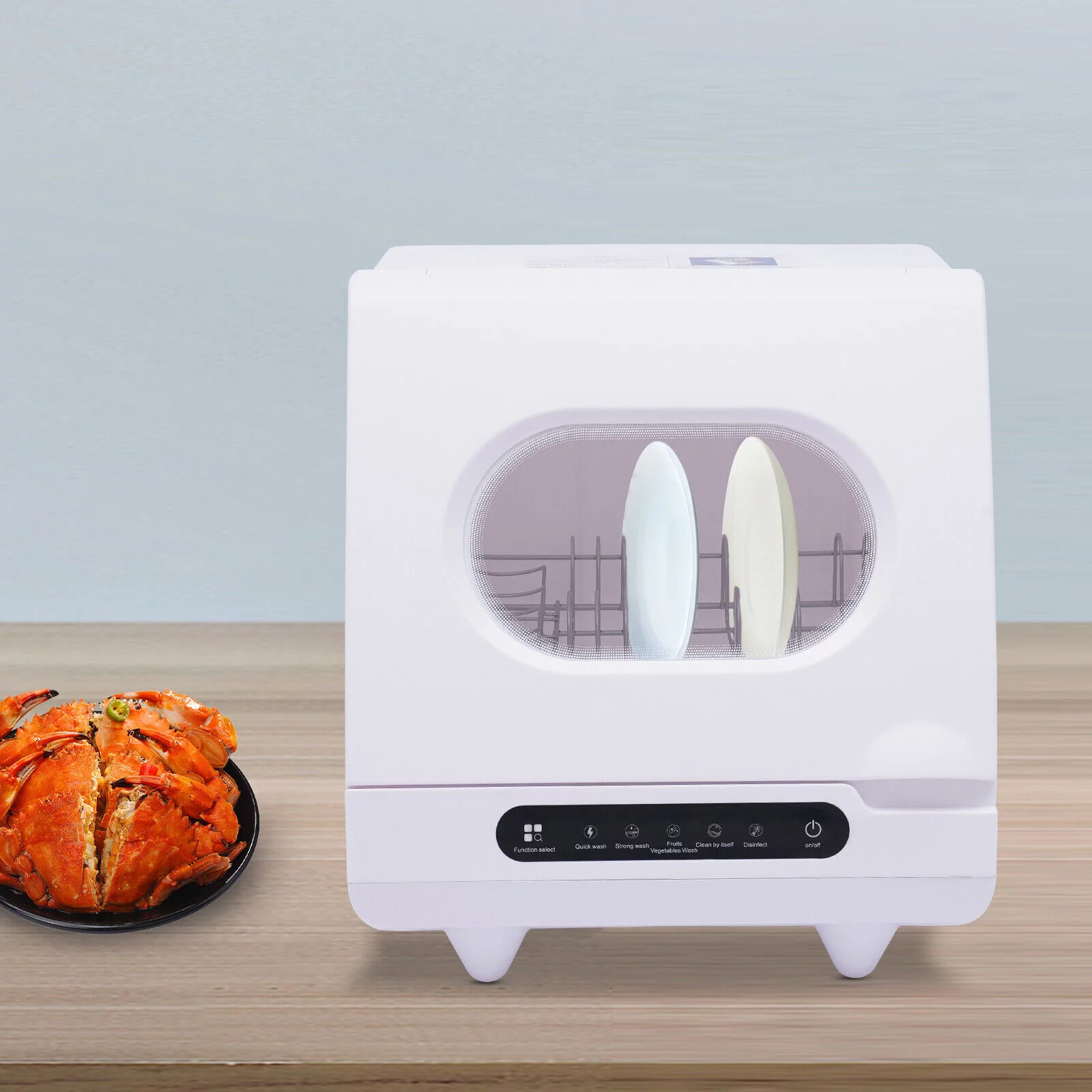 ZhdnBhnos Portable Countertop Dishwasher Compact Freestanding Dish Washing Machine 5 Cleaning Programs