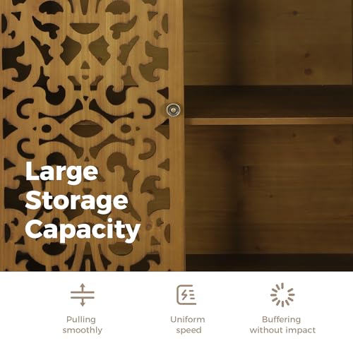 MAISON ARTS Accent Cabinet with Hollow Carved Doors
