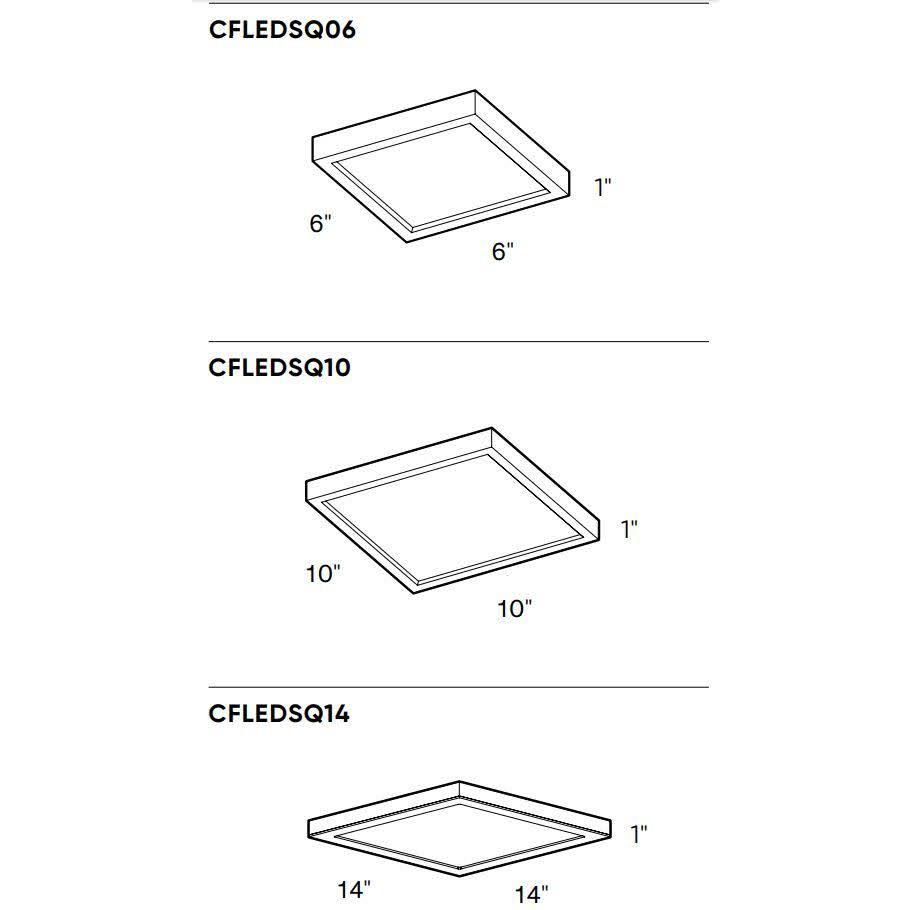 DALS Lighting 10x22 LED Square Flush Mount, Satin Nickel - CFLEDSQ10-SN