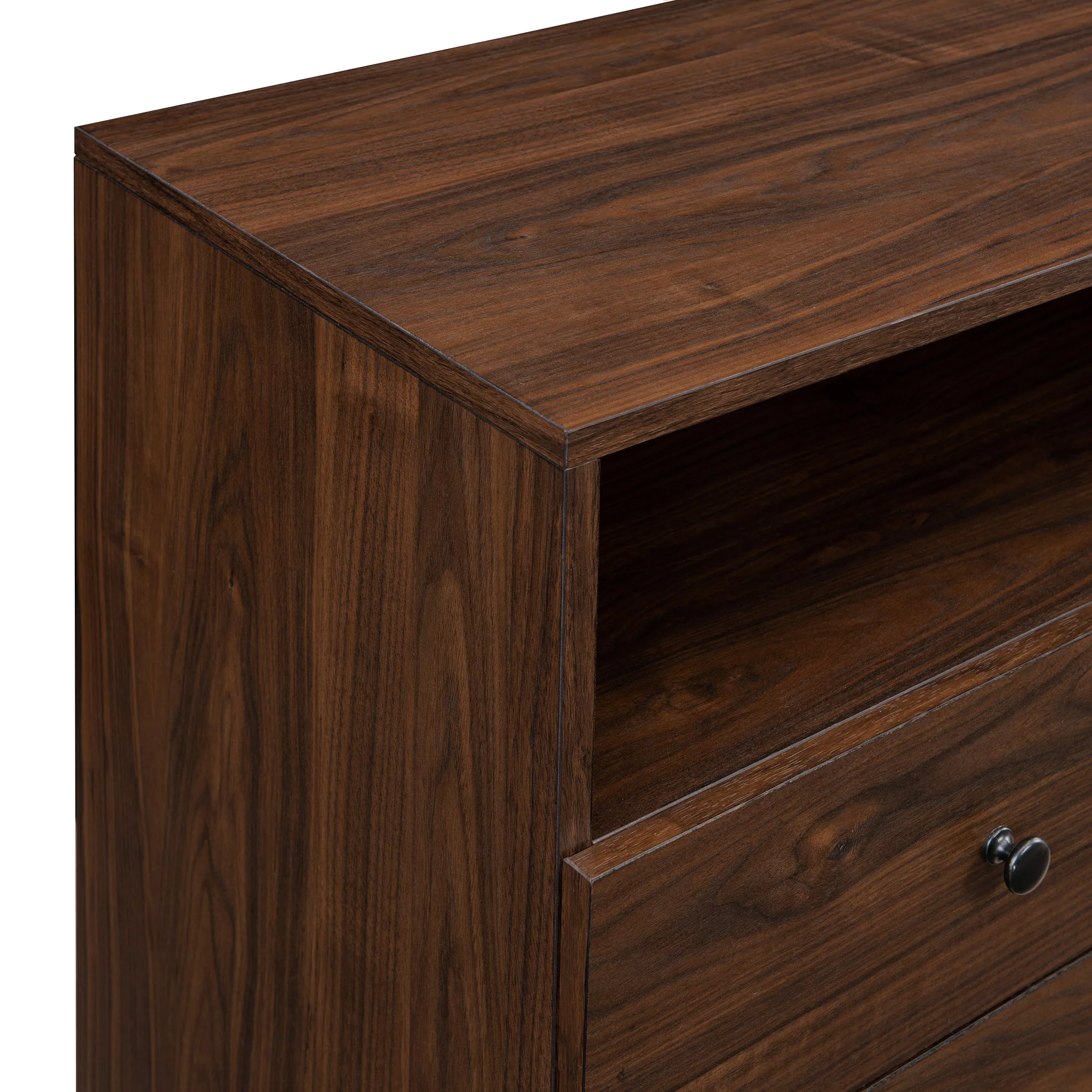 Walker Edison Mid-Century Modern 3-Drawer Sideboard, Dark Walnut