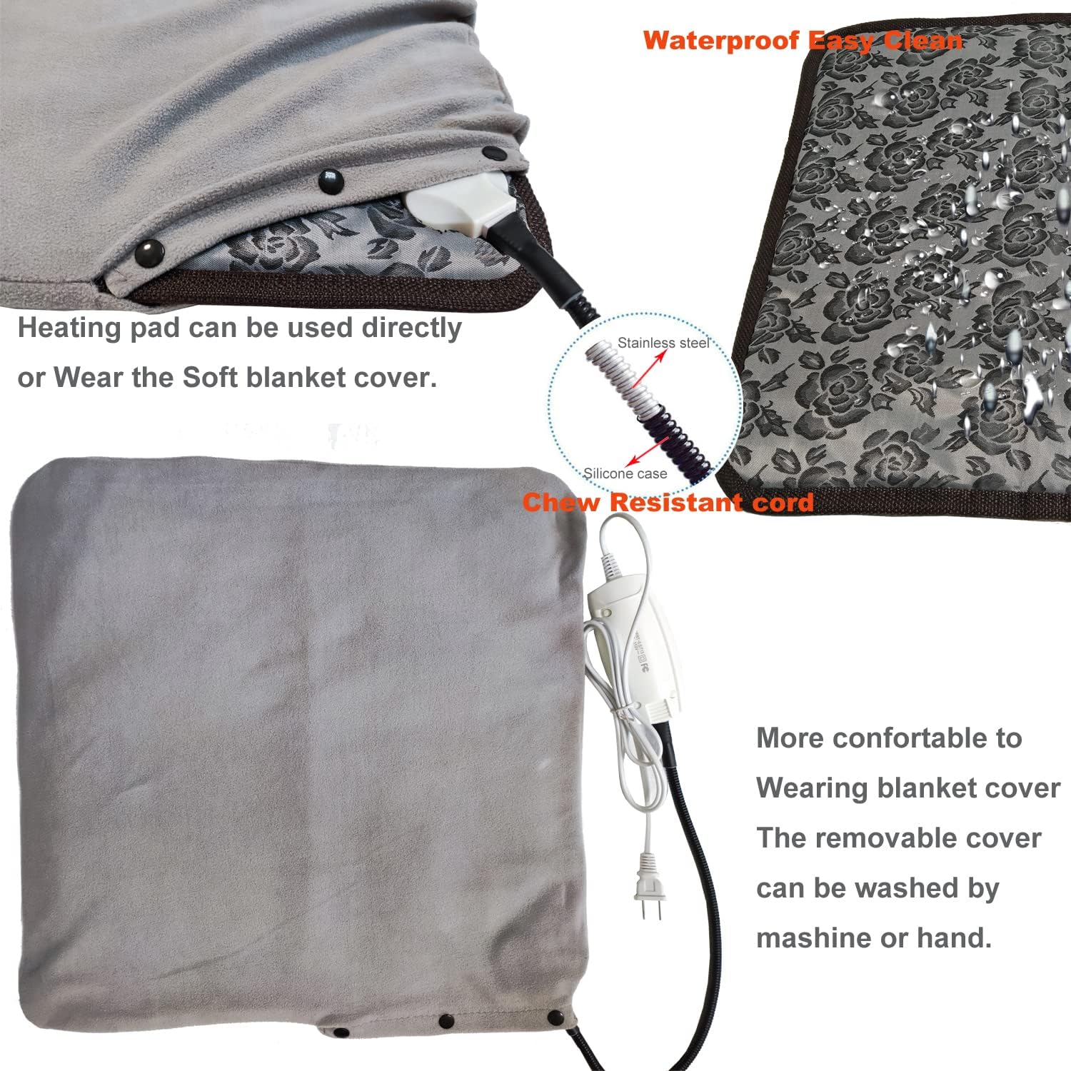 Pet Heating pad Large Heated Dog Bed 34"x21" Cat Heating pad Indoor Electric Dog Heating pad Waterproof Heated Dog House mat Easy Clean