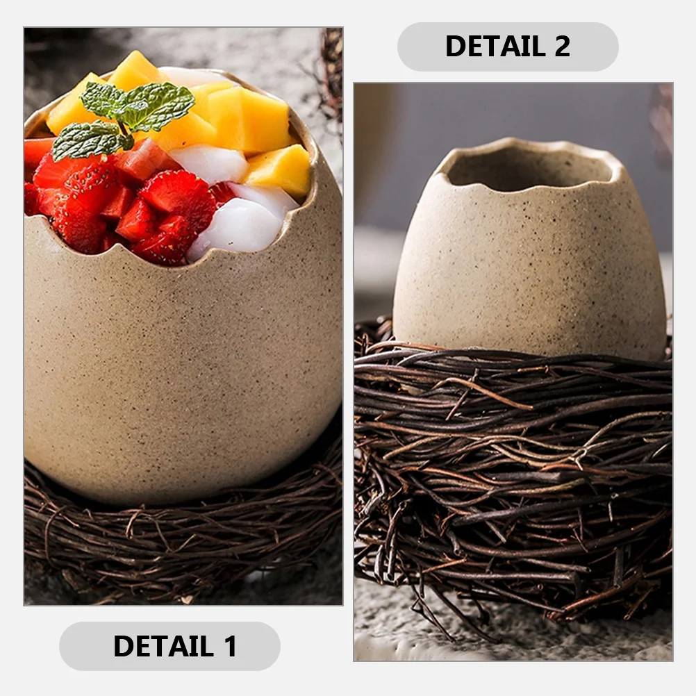 4 Sets  of Small Vase Eggshell Ceramic Vase Cracked Eggshell Succulent Planter with Bird Nest
