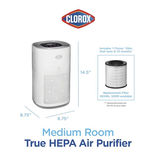 Clorox Air Purifiers for Home, True HEPA Filter, XL Rooms up to 2,220 sq ft, Removes 99.9% of Mold, Viruses, Wildfire Smoke, Allergens, Pet Allergies