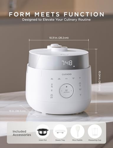 CUCKOO 6-Cup Uncooked / 12-Cup Cooked Induction Heating Twin Pressure Rice Cooker, 16 Menu Modes, Multi-Language Voice Guide