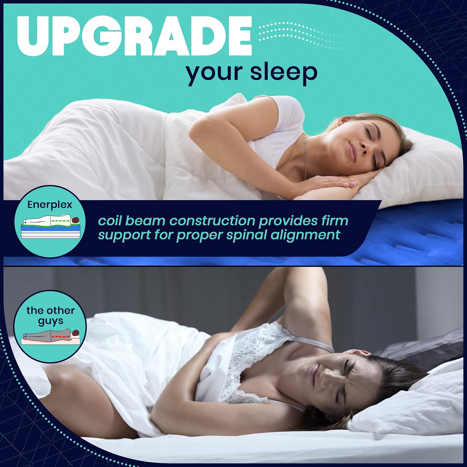 EnerPlex Queen Air Mattress for Camping, Home & Travel - 13 Inch Double Height Inflatable Bed with Built-in Dual Pump - Durable
