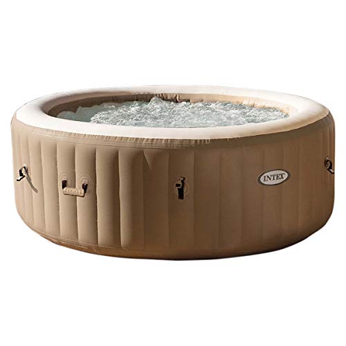 INTEX 28425EH PureSpa Bubble Massage Spa Set Outdoor Inflatable Portable Hot Tub, Includes Energy Efficient Spa Cover, Saltwater System Ready