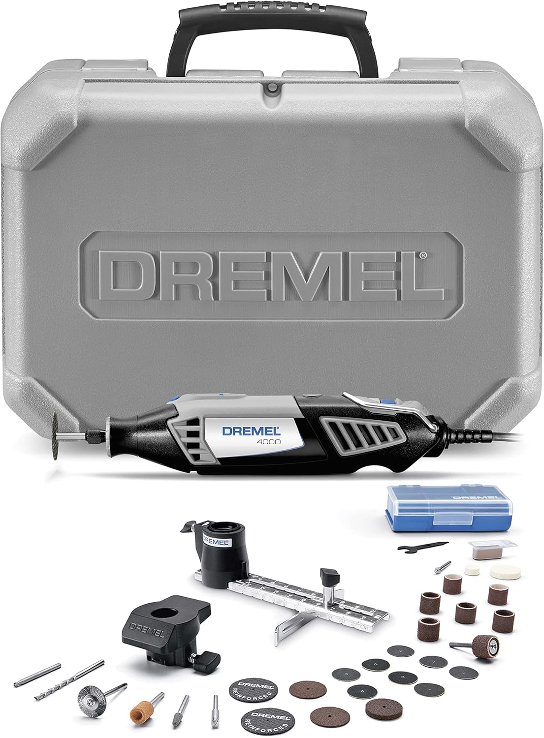 Dremel 4000-2/30 High Performance Rotary Tool Kit- 2 Attachments & 30 Accessories- Grinder, Sander, Engraver- Perfect for Routing, Black, Full Size