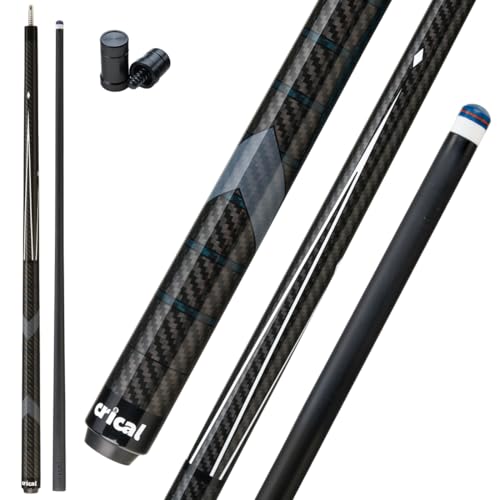 CRICAL Carbon Fiber Pool Cue Stick 58" Billiard Cue Sticks Professional Low Deflection Pool Sticks with 3/8 * 8 Pin Joint and 12.5mm Tip