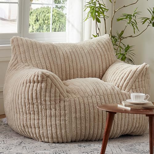 Giant Bean Bag Chairs for Adults with Filling Plush Fluffy Bean Bag Chairs for Teens with Armrests Comfy BeanBag Lazy Couch Sofa Chair for Bedroom