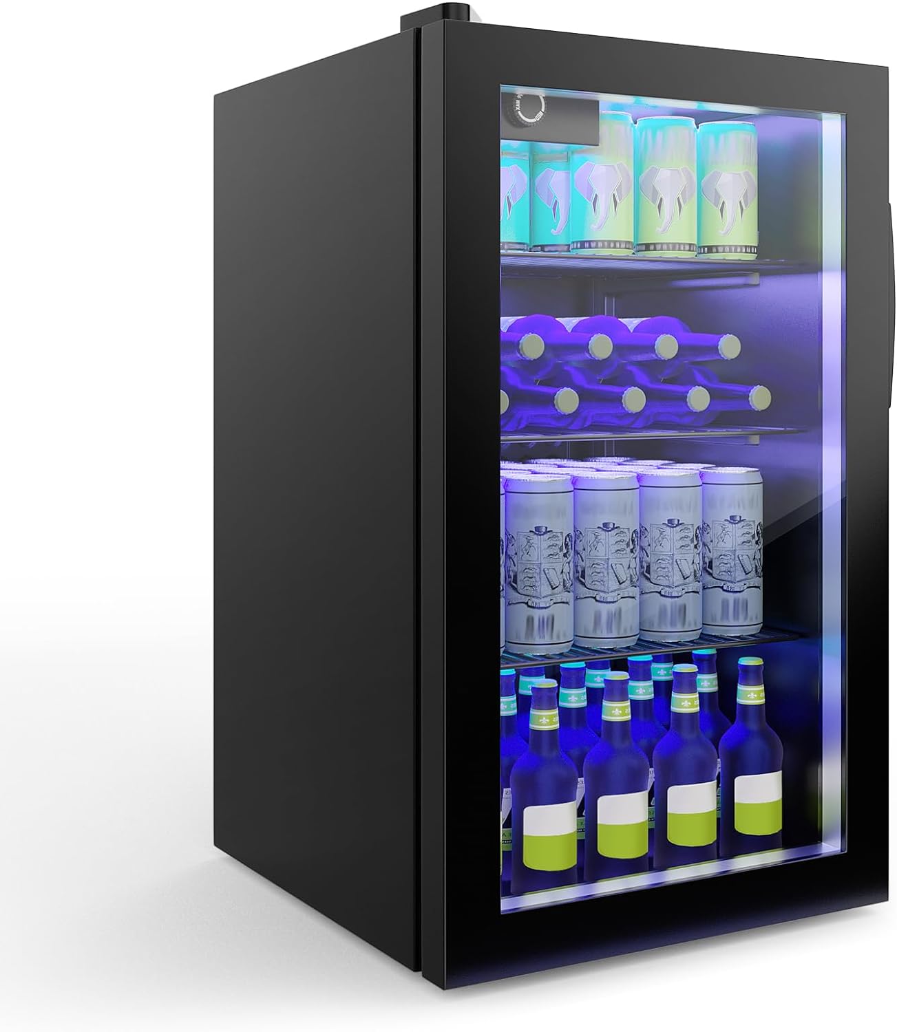 Mini Beverage Fridge, 120 Can, Beverage Fridge w/Glass Door, Adjustable Shelves, LED Light & Temperature Control