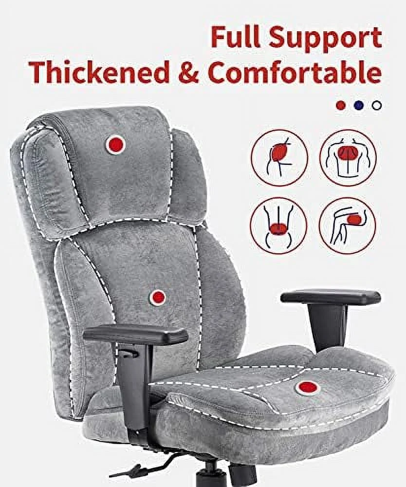 RUNFAYBIU Ergonomic Big Tall Wide Heavy Office Chair 400lbs with Soft Cushion Adjustable Height Thick Padding Headrest and Armrest Executive Desk