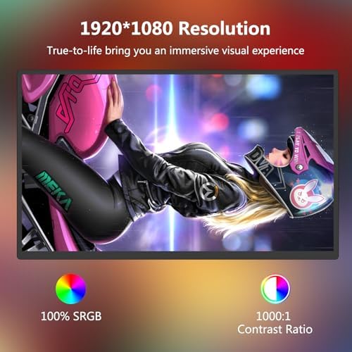 18.5 inch Portable Monitor + Sleeve 120Hz 1080P,100% sRGB FHD HDR USB HDMI with VESA Ultra Slim Portable Laptop Office Monitor