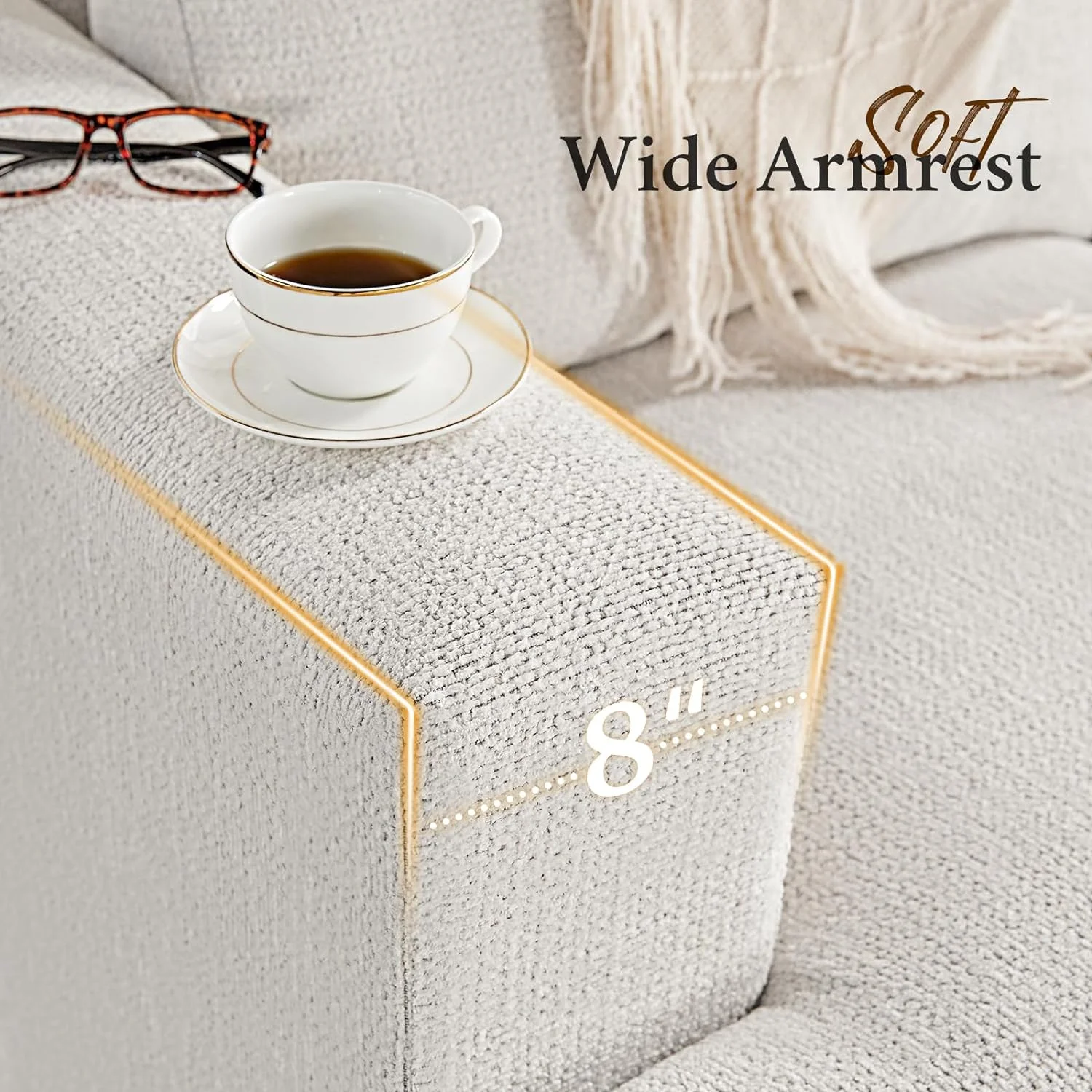 Papajet Sofa, Modern Couches with Extra Deep Seats, 39 Inch Wide Single Seater Couches for Living Room, Bedroom and Office (Chenille, Beige)