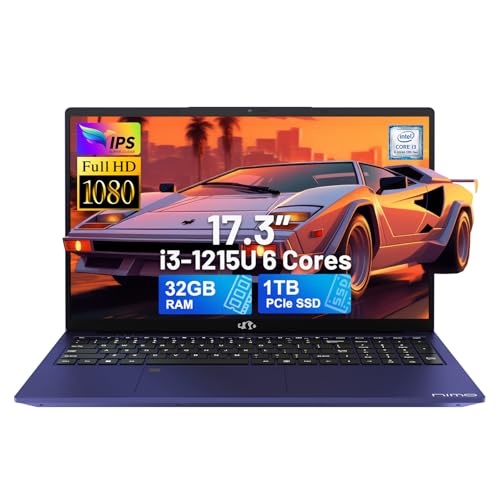 NIMO 17.3" IPS FHD-Laptop, Intel 6 Cores i3-1215U 16GB RAM 512GB SSD (Beat Ryzen 5 7520U