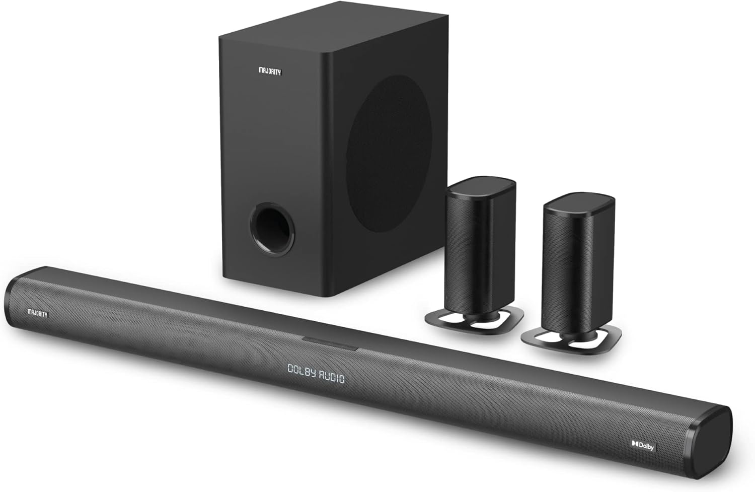 MAJORITY Everest 5.1 Dolby Audio Surround Sound System with Soundbar | 300 WATT with Wireless Subwoofer | Rechargeable Detachable Satellite Speakers