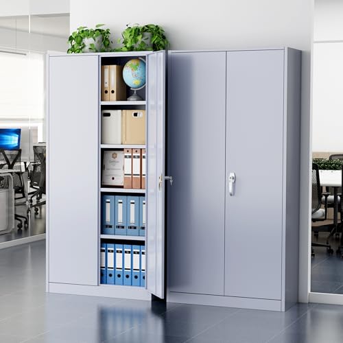 Greenvelly Metal Storage Cabinet, 72" Black Locking Storage Cabinets with Doors and 4 Shelves, Metal Cabinet for Garage Home Office, Classroom