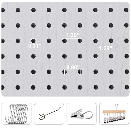 Room Divider Freestanding Folding Pegboard Privacy Screen | 4-Panel Display Stand for Jewelry, Craft Shows, Retail | Natural Wood