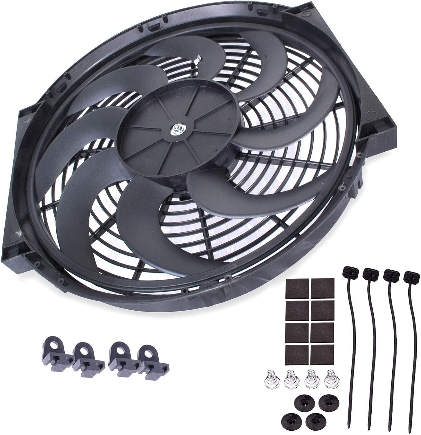 MACHSWON Universal 12 Inch 80W Electric Cooling Fan Heat Dissipation Slim Fan 12 Inch Slim Fan Condenser Electric Push Pull Car Cooling Fan Modified