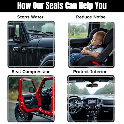 Body Side Gasket Seals, Custom Fit Jeep Gladiator JT 4-Door, Water Resistant, Easy Installation