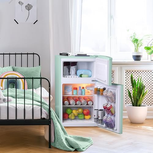 West Bend Mini Fridge with Freezer Retro-Styled for Home Office or Dorm