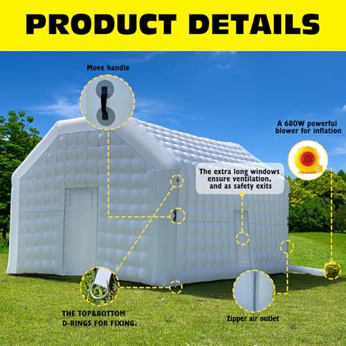 WARSUN Large Black Inflatable Nightclub 20x16.5x12Ft Inflatable Party Tent with Logo Area Inflatable Night Club Tent for Adults Wedding Birthday
