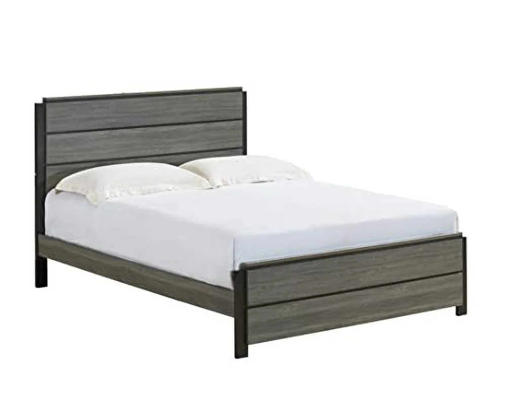 Kings Brand Furniture - 6-Piece Antique Grey Wood Queen Size Bedroom Set. Bed. Dresser. Mirror. Chest & 2 Night Stands