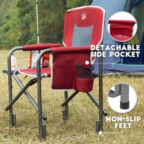 TIMBER RIDGE Folding Rocking Camping Chair, 400lbs Capacity Portable Oversized Outdoor Rocker with Hard Armrests, Cup Holder & Side Pocket