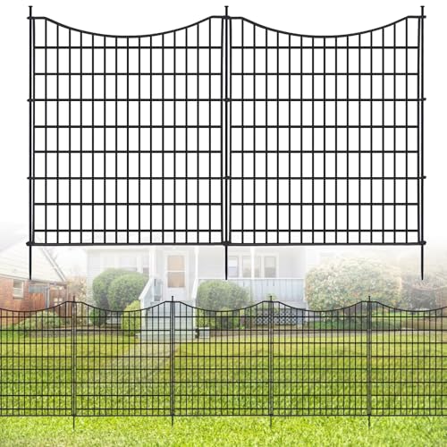 18 Panels No Dig Decorative Fence with Gate, 33 in(H) X 40.5 ft(L) Tall Garden Fence Animal Barrier, Rustproof Metal Wire Edging Border
