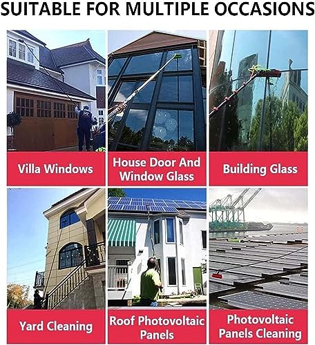 FUYAO Water Fed Telescopic Window Cleaning Pole Kit - Extendable & Solar Panel Safe, with Squeegee Brush