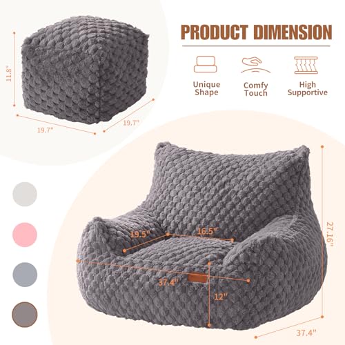 Big Bean Bag Chairs for Adults Cozy Giant Bean Bag Sofa Chair, Gaming Bean Bag Chairs with Foot Rest, Lounge Comfy Chair Indoor for Bedroom