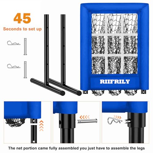 Heavy-Duty 9 Hole Baseball Pitching Net with Pitching Target Pockets, Regulation Size Strike Zone