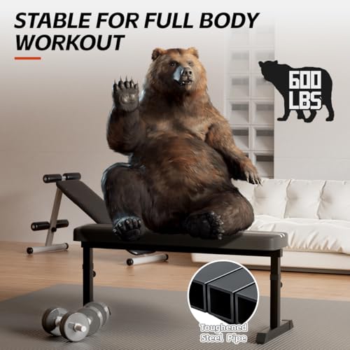 Black Flat weight Bench, Bench workout, Easy Assembly for Training Bench Press with adjustable height