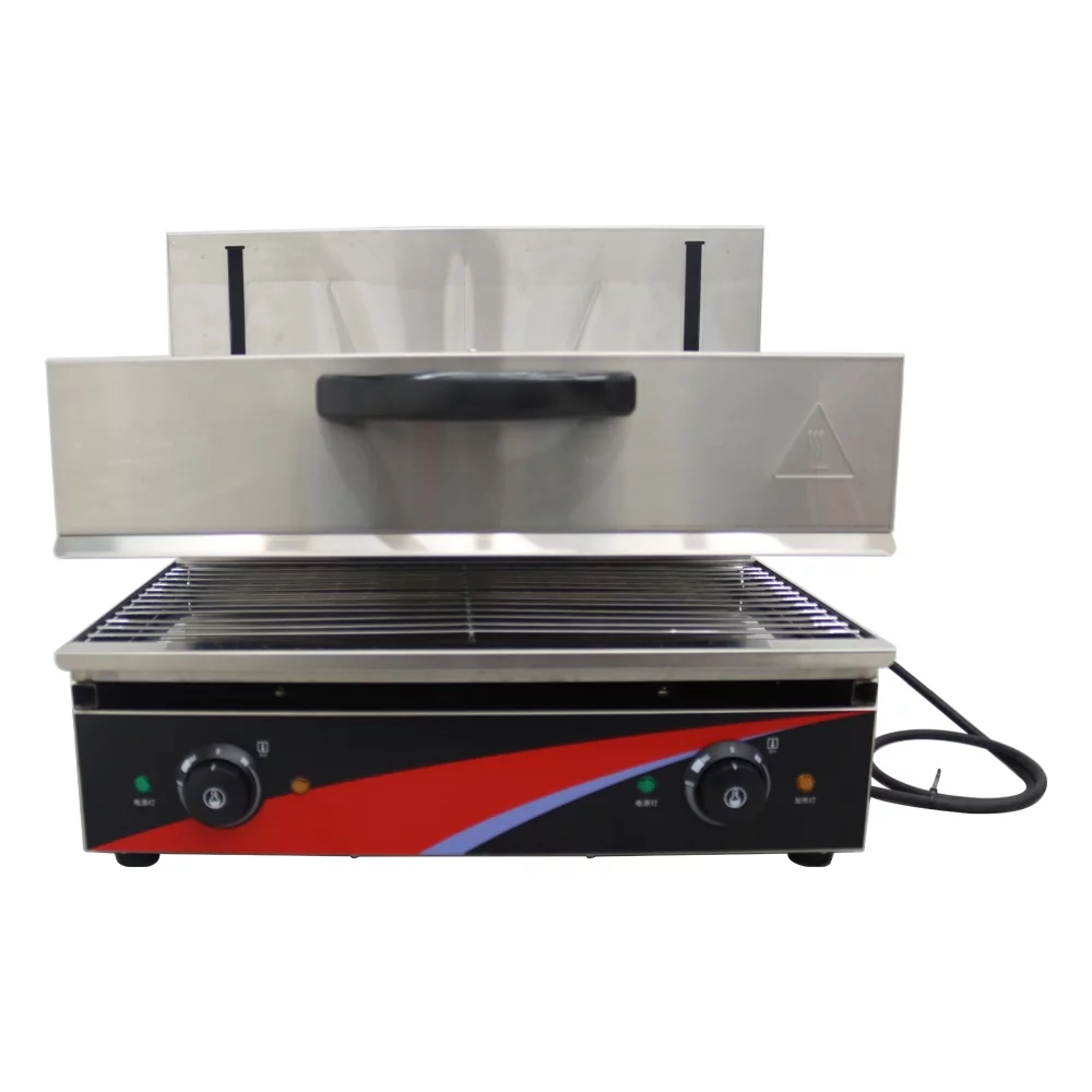 INTBUYING Electric Lift-Up Salamander Surface Stove Grill Barbecue Oven Cheese Melter Stainless Steel Kitchen Equipment 220V