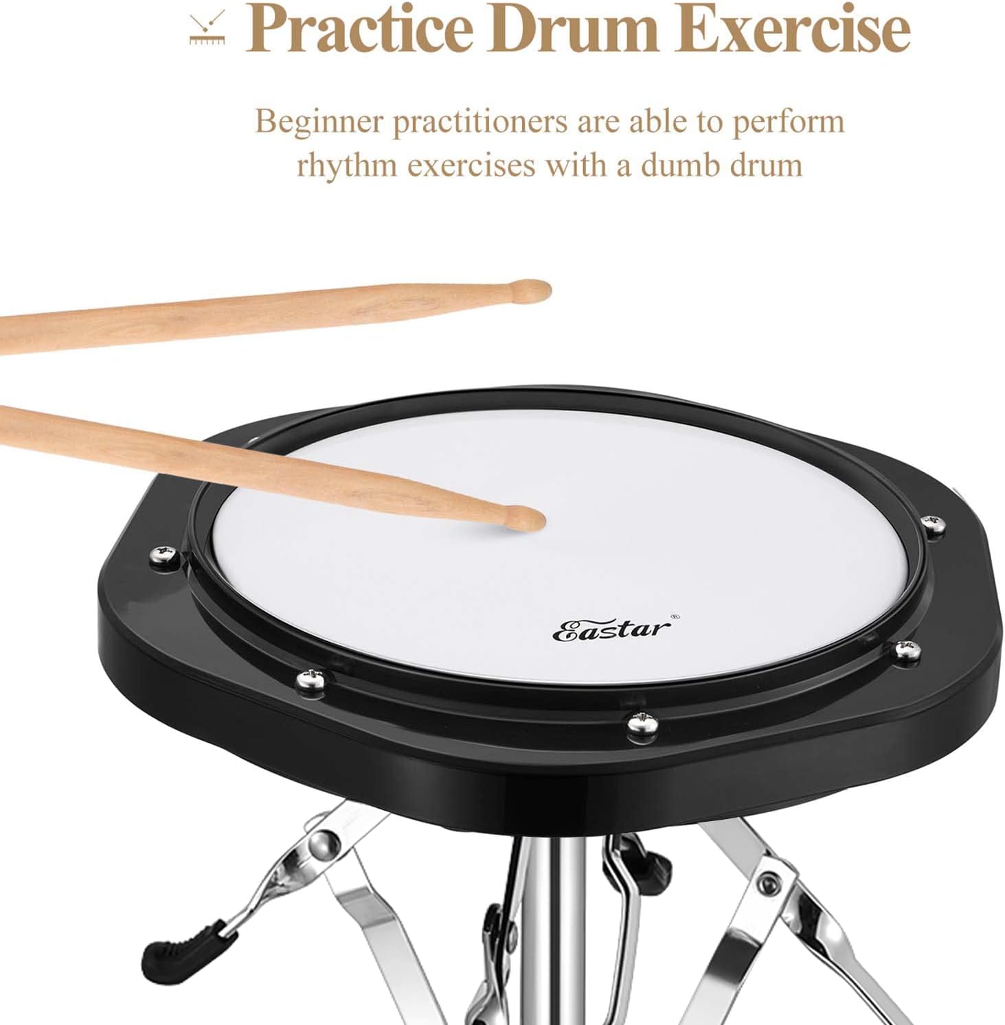 Eastar Professional 32 Note Glockenspiel Xylophone Bell Kit Percussion Kit for Adult with 8 Inch Drum Practice Pad, Stand, Glockenspiel Stick