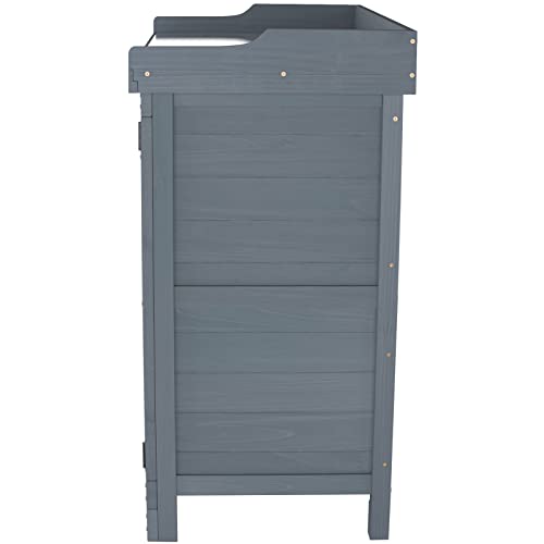 Outdoor Garden Patio Wooden Storage Cabinet Furniture Waterproof Tool Shed with Potting Benches Outdoor Work Station Table (Natural)