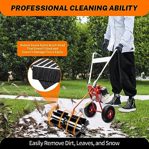 TBVECHI Walk-Behind Sweeper Outdoor Hand-Push Sweeping Sweeper Pavement Street Sweeping Cleaning Tool