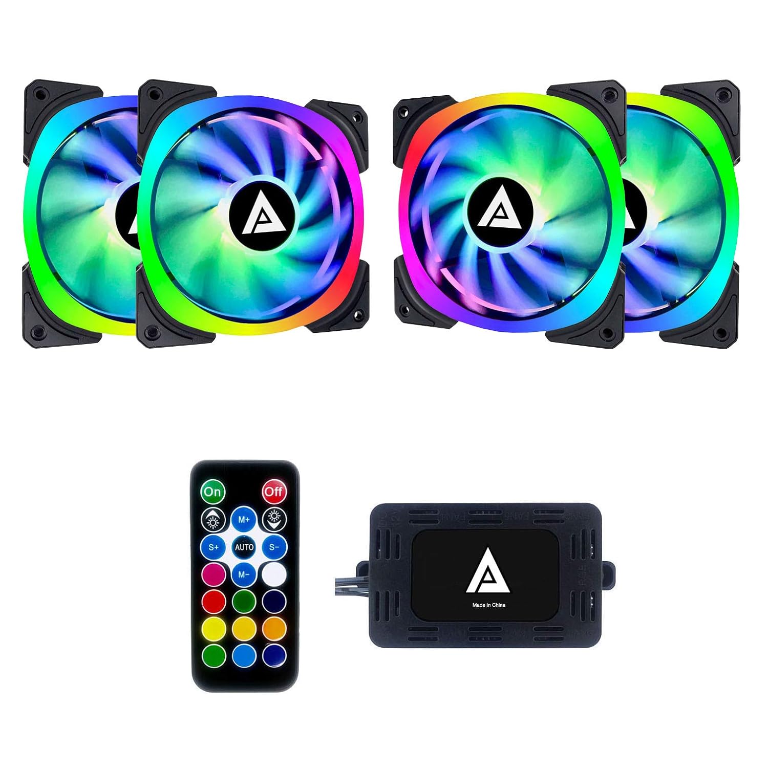 Apevia LP412L-RGB Lunar Pro 120mm Silent Dual-Ring RGB Color Changing LED Fan for Gaming with Remote Control