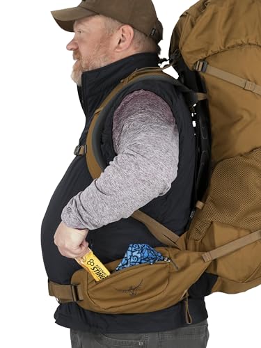Osprey Rook 65L Men's Backpacking Backpack, Dark Charcoal/Silver Lining, Extended Fit