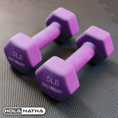 HolaHatha Neoprene Dumbbell Free Hand Weight Set with Rack, Ideal for Home Exercises to Gain Tone and Definition