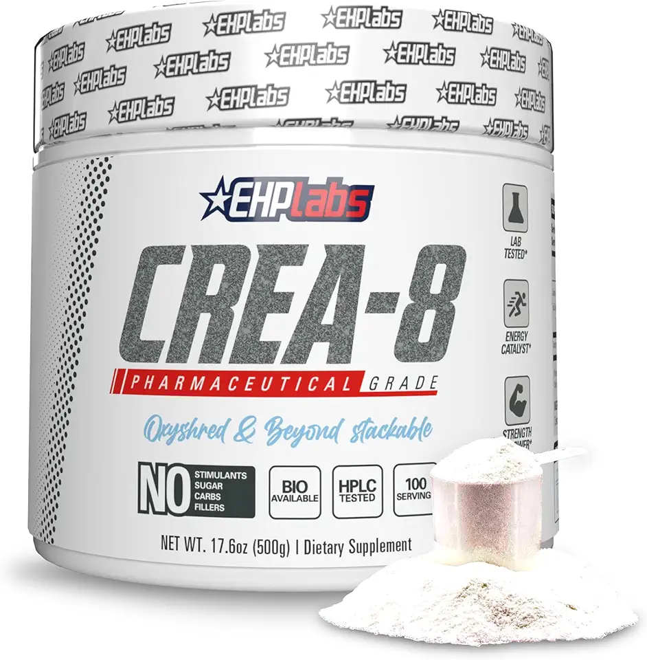 EHP Labs CREA-8 Creatine Monohydrate Powder - Unflavored Creatine Powder for Muscle Growth, Increased Strength