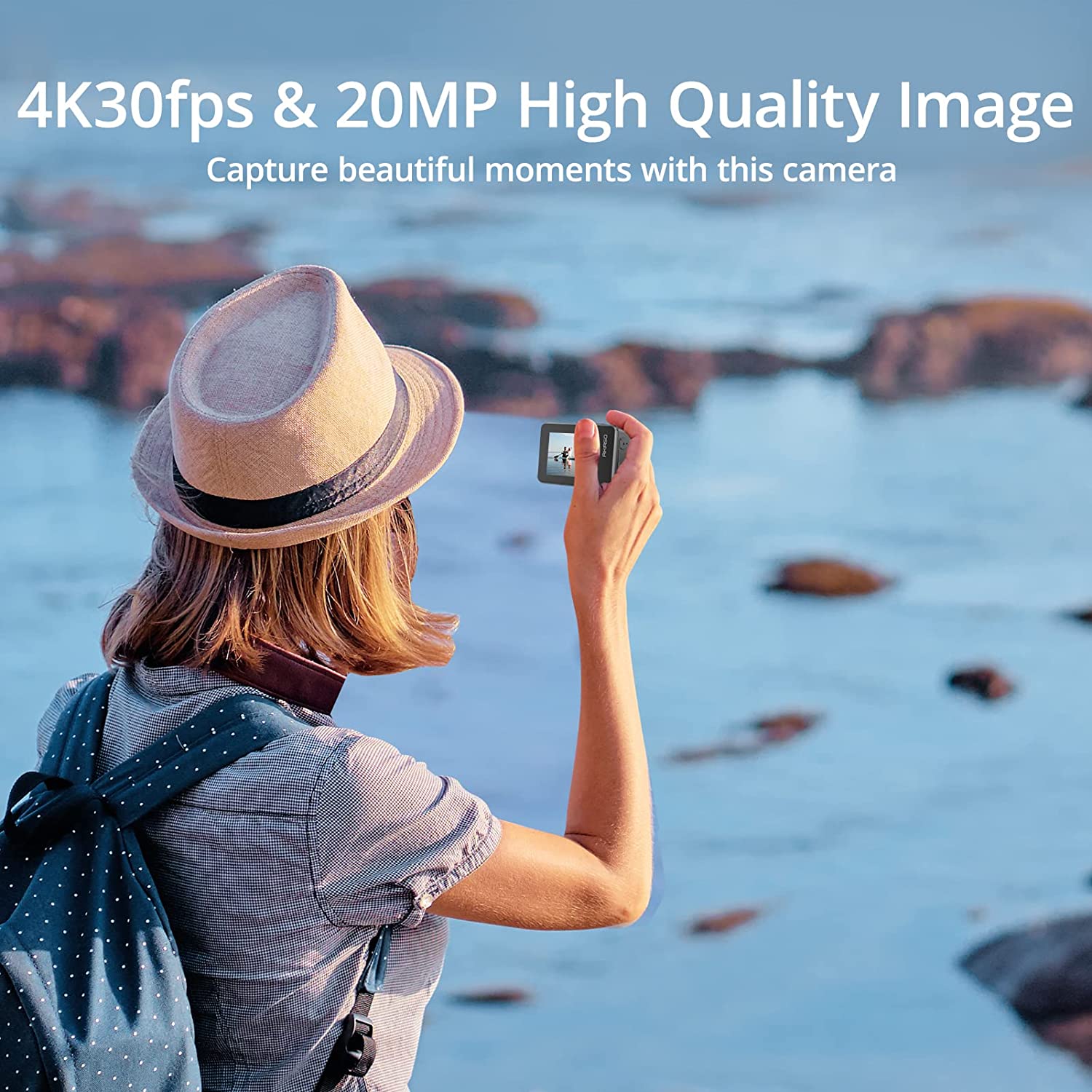 Akaso Brave 7 7 in. 4K30FPS 20MP Wi-Fi Action Camera with Touch Screen IPX8 33FT Water