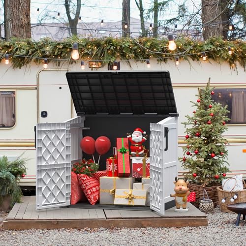 Outdoor Resin Storage Shed 36 Cu. Ft. Garden Horizontal Storage Large Capacity Weather Resistant Storage Box