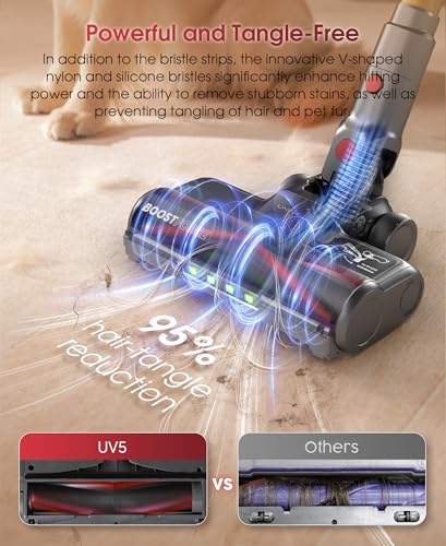 UNINELL HOME Cordless Vacuum Cleaner, 48000Pa 550W 65Mins Vacuum Cleaners for Home,LED Touch Display, Anti-Tangle Stick Vacuum Self-Standing
