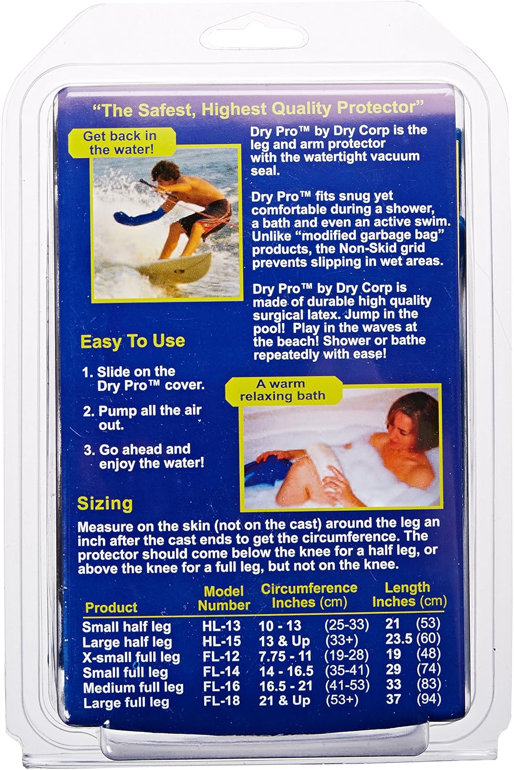 DryCorp Waterproof Vacuum Sealed Half Leg Cast Cover, Blue, Large