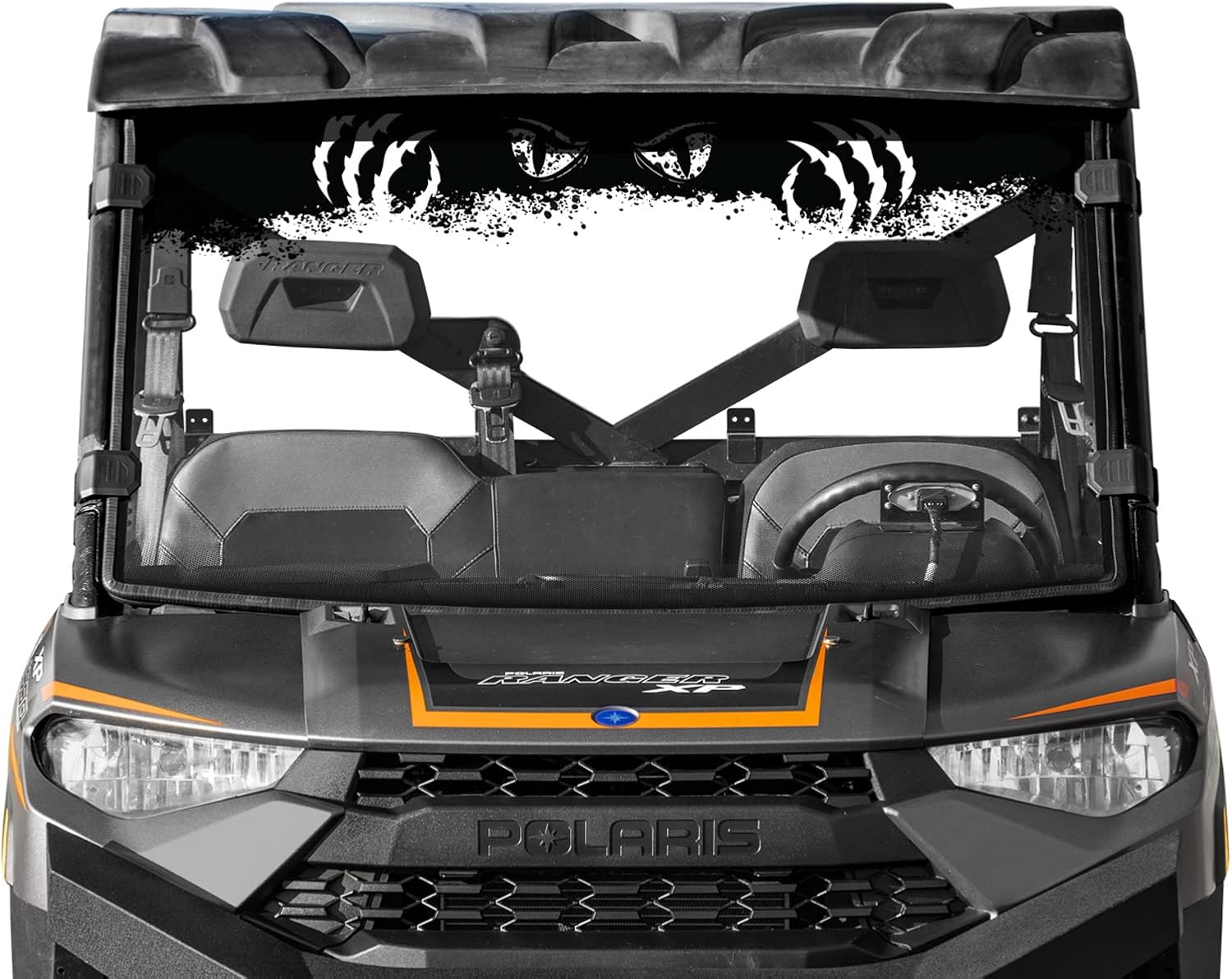 SuperATV Clear Scratch Resistant Full Windshield for Polaris Ranger XP 1000 / Crew (See Fitment) | 1/4 Polycarbonate | Protects Against Debris | Mud