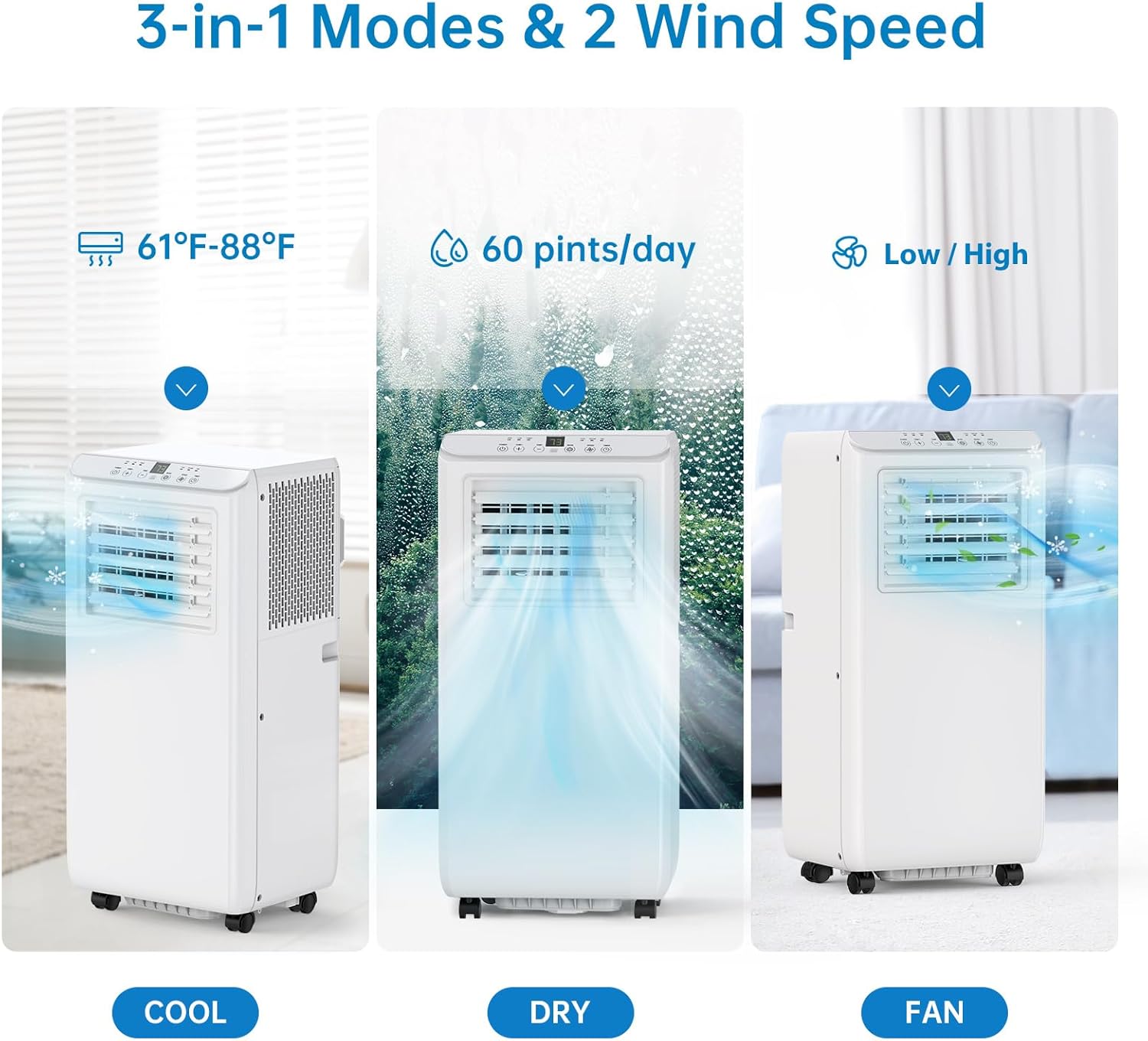 Ostar 10000 btu Air Conditioner Portable Up to 450 Sq, Stand up Air Conditioner with 3-in-1 Mode and LED Display