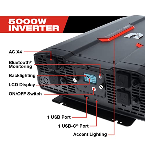 Cummins 5000 Watts Inverter Modified Sine Wave Truck Inverter 12 Volts to 110 Volts Four AC Outlets Two USB Ports (Plus Cable Kit)- CMN5000W