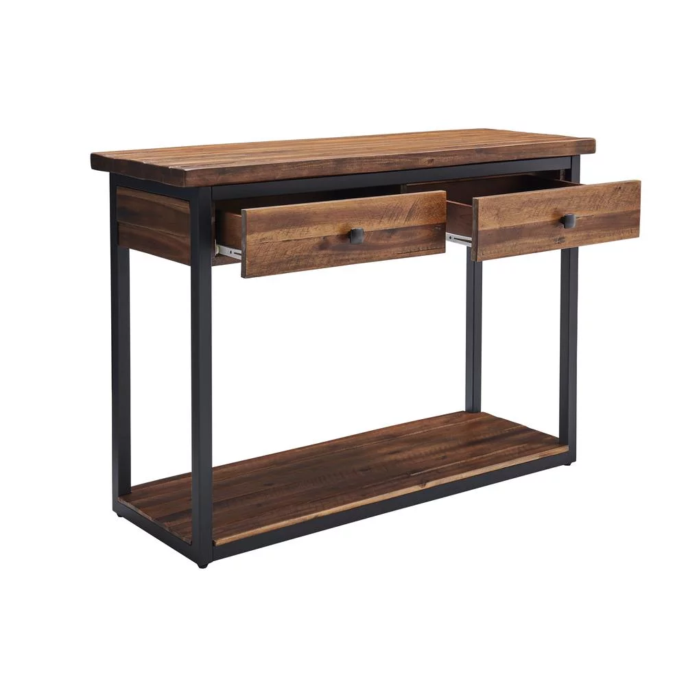 Alaterre Claremont 43"L Rustic Wood Console Table with Two Drawers and Low Shelf